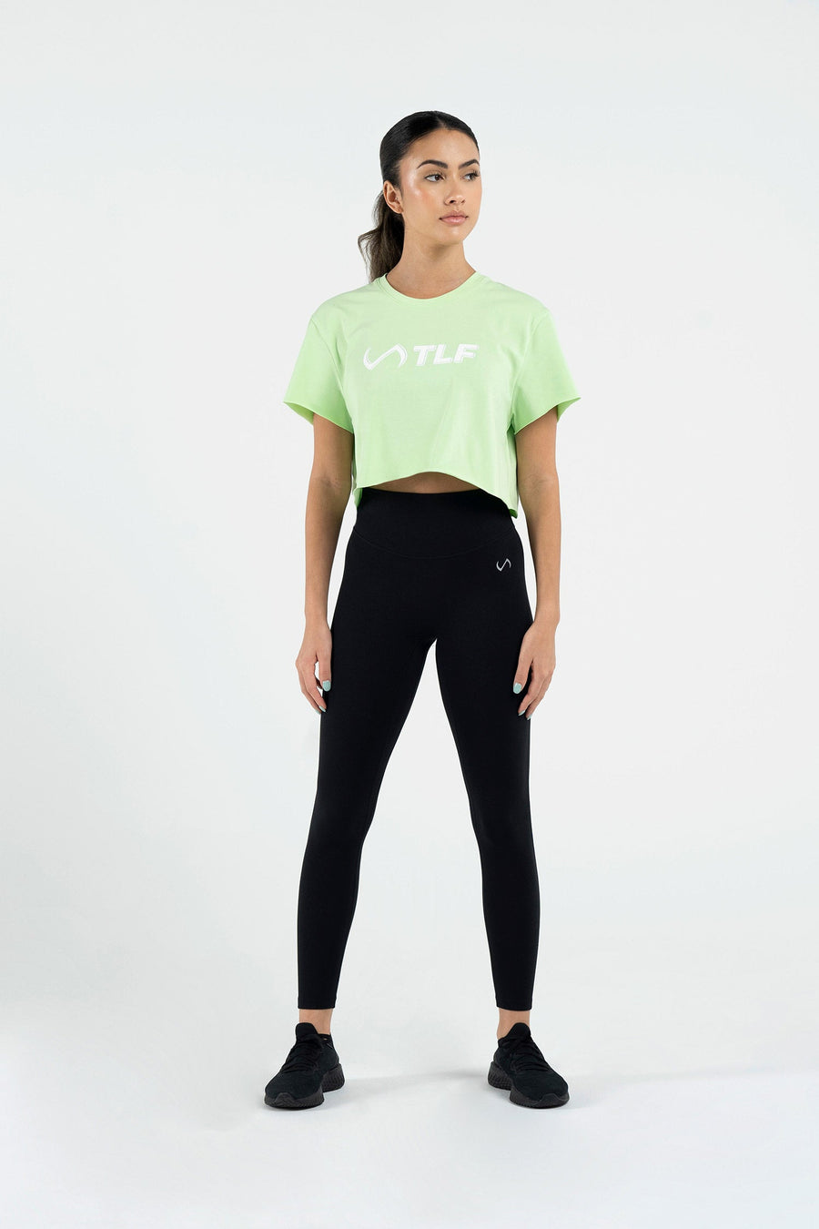 3-D Gym Crop Tee - Women's Workout Crop Tops - Neon - Lime - 5