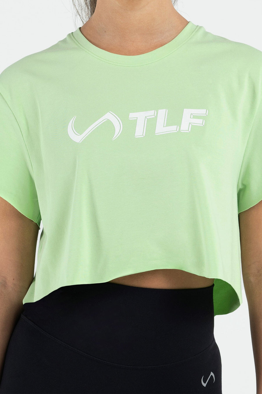 3-D Gym Crop Tee - Women's Workout Crop Tops - Neon - Lime - 4