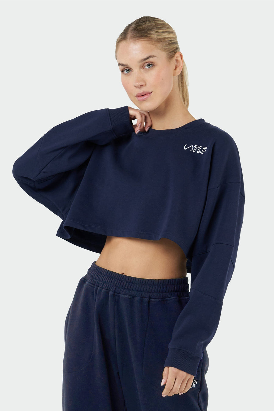 TLF Chill Fleece Oversized Crop Sweatshirt - Womens Oversized Sweatshirts - Navy - 4