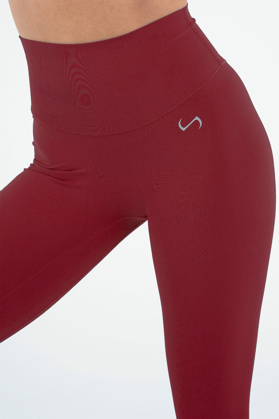 Tempo Ribbed High Waisted Workout Leggings 2.0 - Best Squat Proof Leggings   - Deep - Ruby - 4