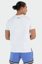 Back View of White Script Swole Tee