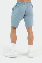 Back View of Powder Blue Varsity Shorts