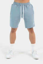 Front View of Powder Blue Varsity Shorts